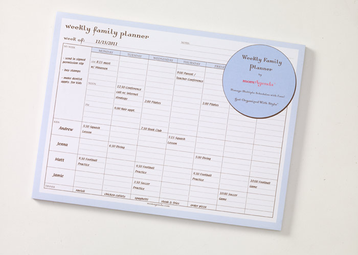 momagenda weekly family planner desk pad featured at