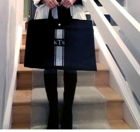 monogram stripe tote