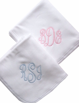 Monogrammed Pima Cotton Picot Trim Blanket