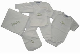 Monogrammed Baby Layette Set, 6 Piece