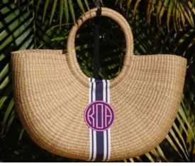 Monogrammed Basket Shoulder Bag