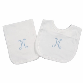 monogrammed bib burp set
