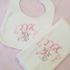 Monogrammed Bloomer, Burp Cloth and Bib Set with Floral Embroidery