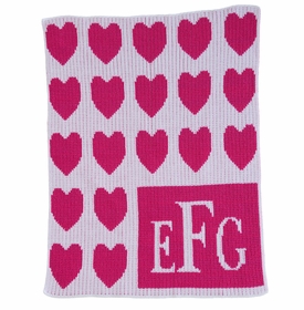 Monogrammed Lots of Hearts & Monogram Baby Blanket