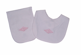 monogrammed pima bib & burp cloth