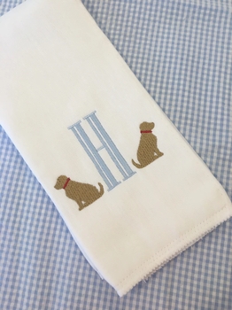 Monogrammed Puppy Burp Cloth and Bib Set