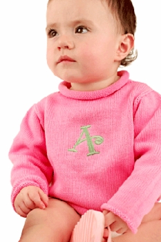 monogrammed roll neck pullover sweater