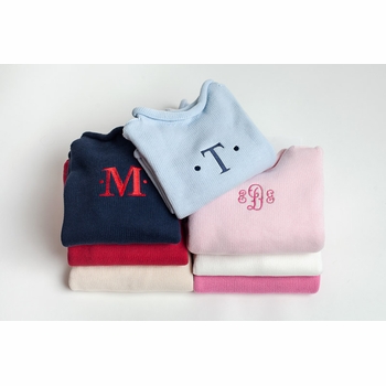 monogrammed roll neck pullover sweater