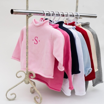 monogrammed roll neck pullover sweater