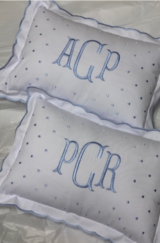 monogrammed scalloped baby pillow