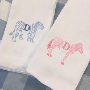 Monogrammed Zebra or Tiger Burp Cloth