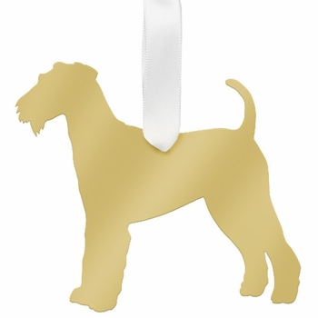 moon and lola airedale terrier christmas ornament - gold