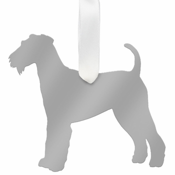 moon and lola airedale terrier christmas ornament - gold