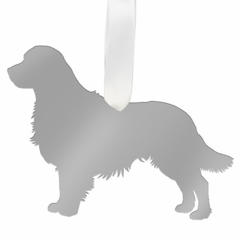 moon and lola golden retriever christmas ornament - silver