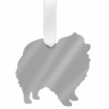 moon and lola pomeranian christmas ornament - silver