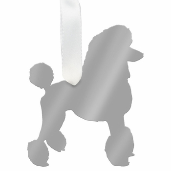 moon and lola poodle christmas ornament -silver