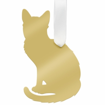 moon and lola short haired cat christmas ornament - gold