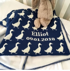 Navy Ducks Baby Blanket