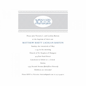 navy monogram baptism invitations