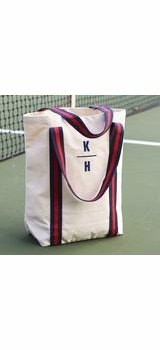 Navy Red Stripe Shopper Tote