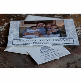 Navy Snow Holiday Card