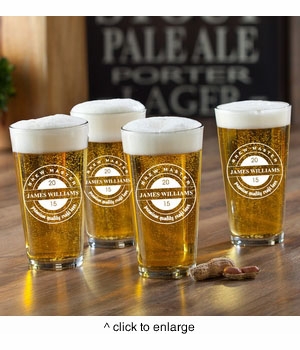 New Personalized Pub Glass Set Brew Master