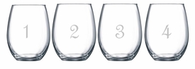 Numbered Stemless Wine Glasses
