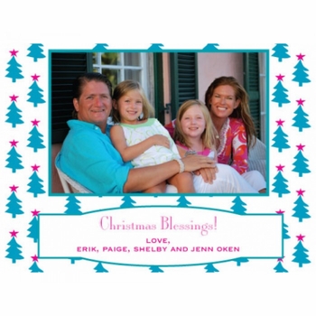 o christmas tree teal holiday cards