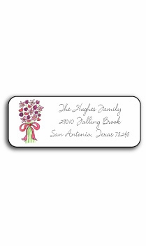 personalized address labels  bouquet in pink