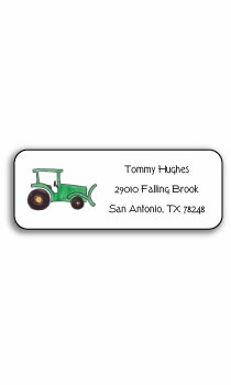 personalized address labels  green tractor