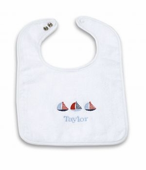 personalized baby bib - sailboats