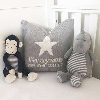 personalized baby blanket with grey stars