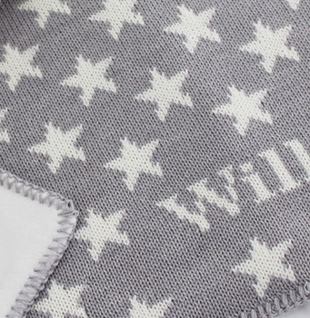 Personalized Baby Blanket with Grey Stars