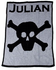 personalized baby blanket with name and skull and crossbone