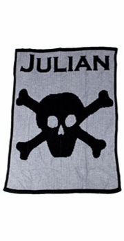 Personalized Baby Blanket with Name and Skull and Crossbone