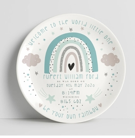 personalized baby boy plate - rainbow