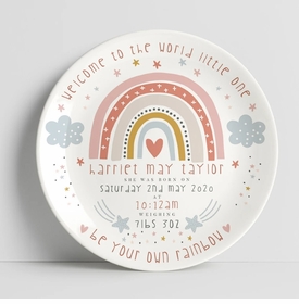 personalized baby girl plate - rainbow