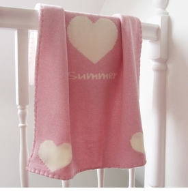 Personalized Baby Girls Heart Blanket