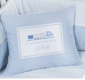 personalized baby pillow - trains