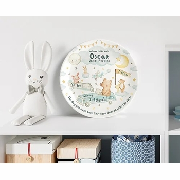 personalized baby plate - cars and bears