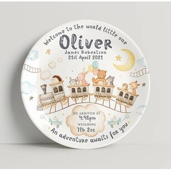 Personalized Baby Plate - Train Animals
