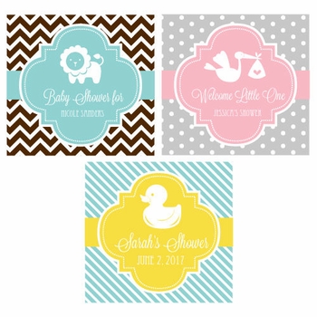 personalized baby shower 2" square labels & tags