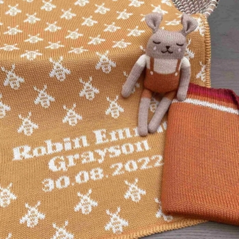 personalized bee baby blanket