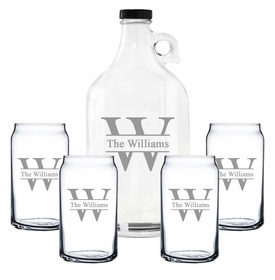  Personalized Beer Growler & Glasses Gift Set.