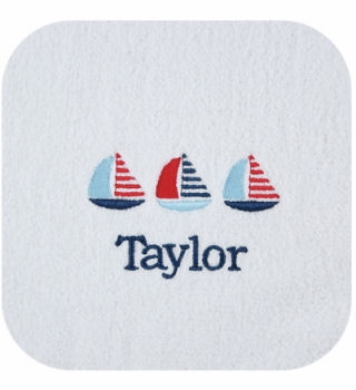 personalized bib and burp cloth - sailboats