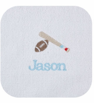 personalized bib and burp cloth set - sports