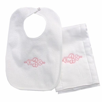 personalized bib & burp cloth set