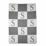 personalized blanket with colorblock initials