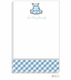 Personalized - Blue Hippo Notepad