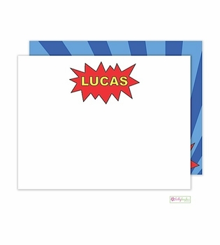 Personalized - Blue Superhero Flat Notes